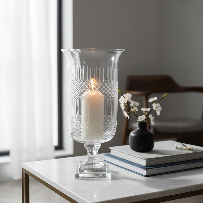 Glass Tabletop Hurricane, 40cm H x 22cm W x 22cm D