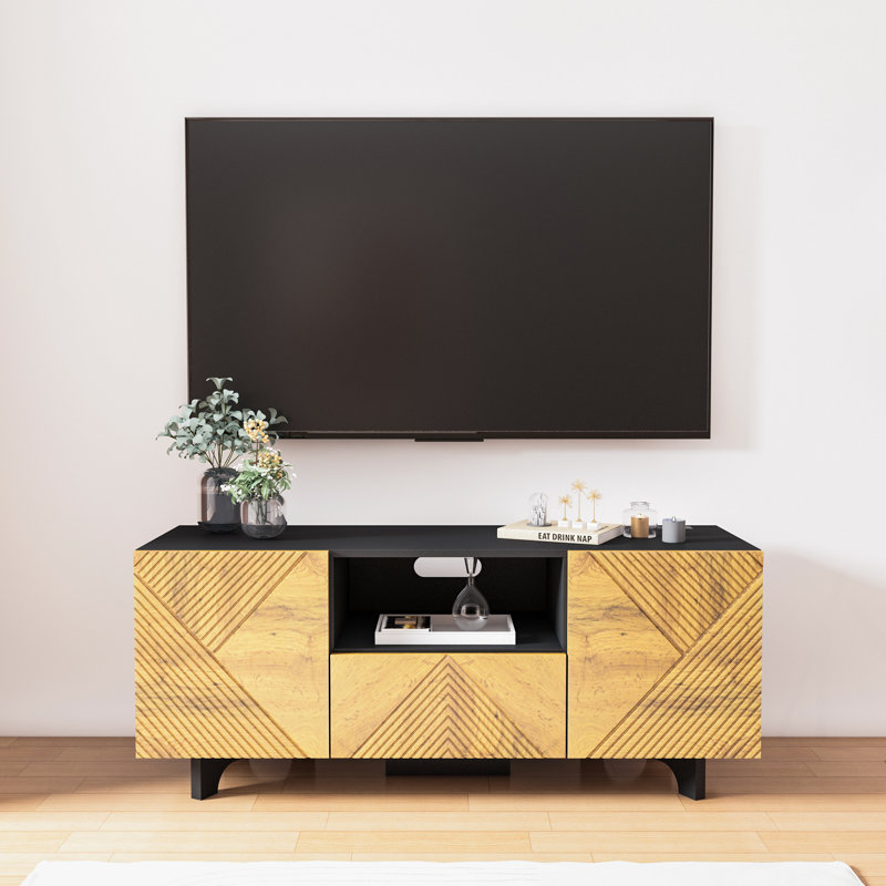 Crédence de rangement une pièce l 47,24 po avec foyer électrique Iyahna, Noir