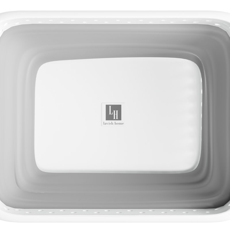 Panier à linge pliable en plastique Lavish Home - Contenant peu encombrant avec poignées à prise confortable pour l'organisation et le rangement de la salle de lavage