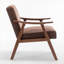 Fauteuil d'appoint brun Mid-Century moderne, structure en bois massif de revêtement en microfibre, siège supplémentaire pour adultes pour le salon-2032967859