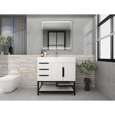 Jessica 35.5'' Single Bathroom Vanity with Stone Top