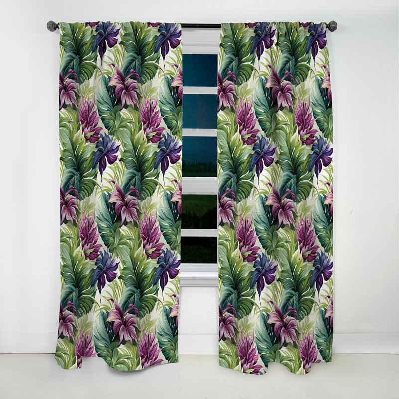 Palmier enchanteur motif tropical II - Rideau floral - Rideau occultant floral - 1 panneau, L 52 po x L 108 po