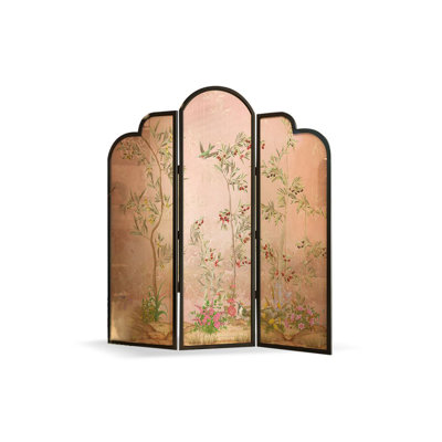 3 Panels Solid Wood Chiffon Folding Room Divider
