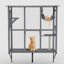 Grand Catio - Boîte de fenêtre extensible pour plusieurs chats d'intérieur, abri pour chat avec 3 plateformes, 1 hamac et 3 portes