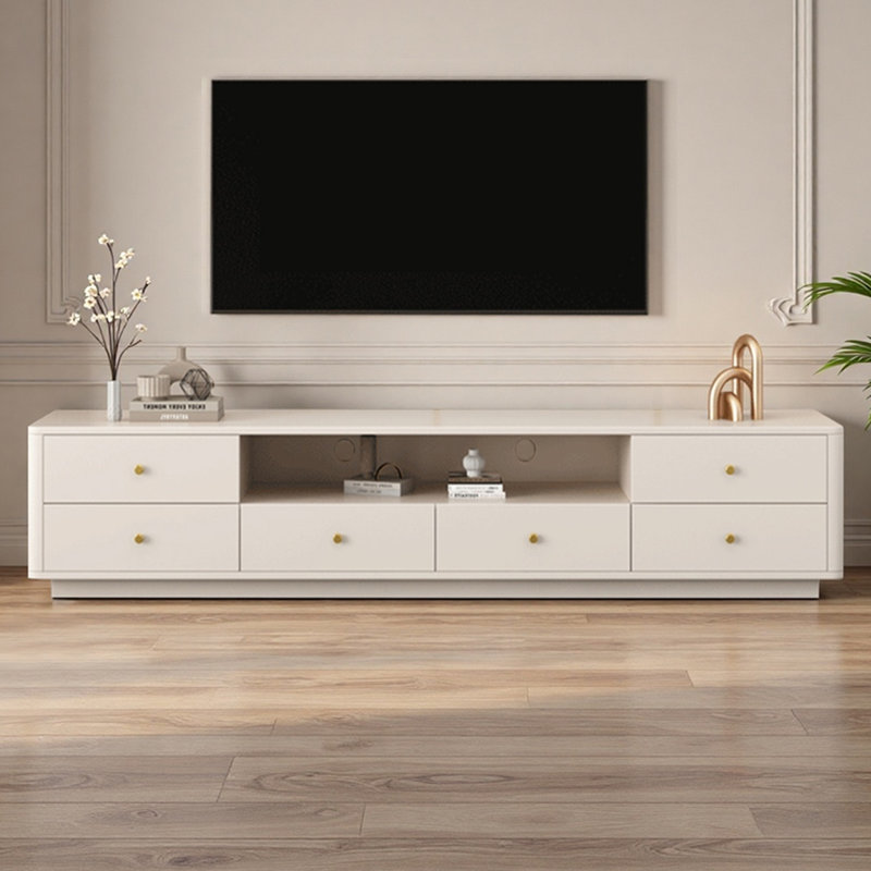 Meuble télé en chêne avec tiroirs, H 16,53 po x L 86,61 po x l 15,75 po