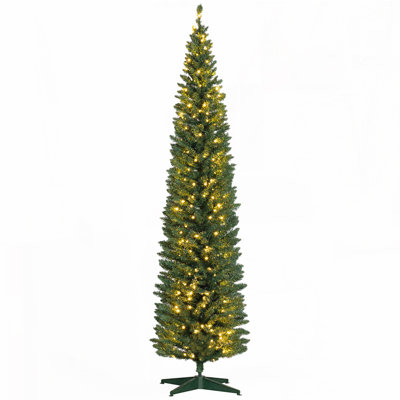 8' Tall Pre-Lit Slim Noble Fir Artificial Christmas Tree