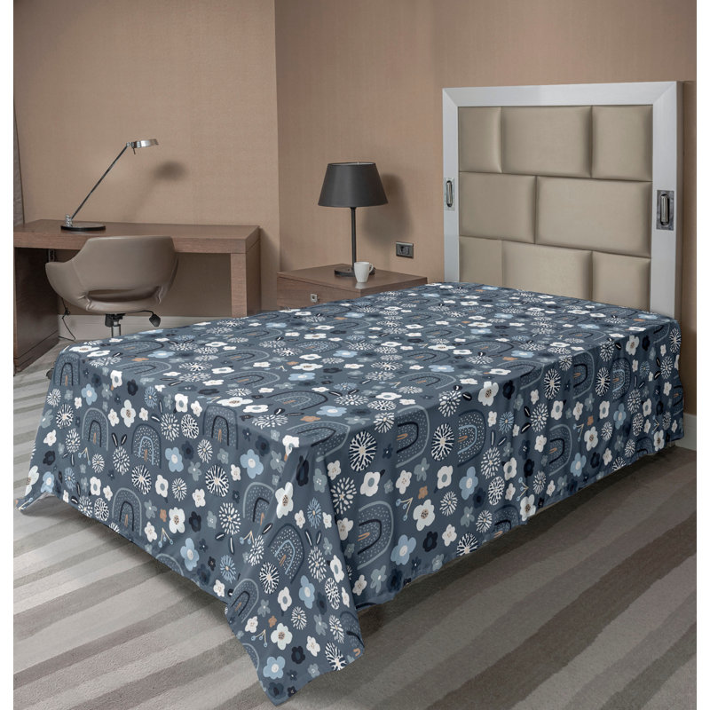 Drap plat à motif arc-en-ciel Ambesonne, Drap plat pour lit simple