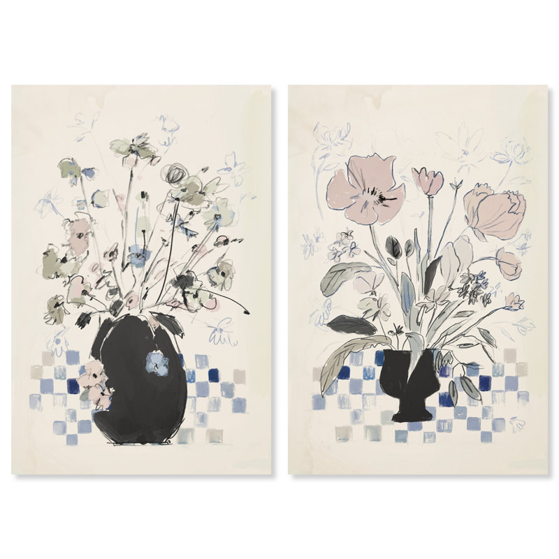 Modern Bloom Set Floral & Botanical Canvas Print by Oliver Gal, Black Frame, 10 x 15, 30" H x 20" W, Gallery Wrapped