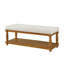 Banc rembourré en lin avec tablette de rangement - Banc repose-pieds capitonné pour le vestibule de la chambre à coucher, pieds en bois massif, ivoire-133293787
