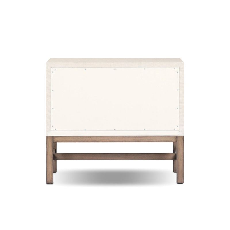 Fiona Nightstand - Black Raffia, Ivory Painted Raffia
