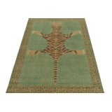 Distressed Homage Hand Knotted Wool Animal Print Area Rug