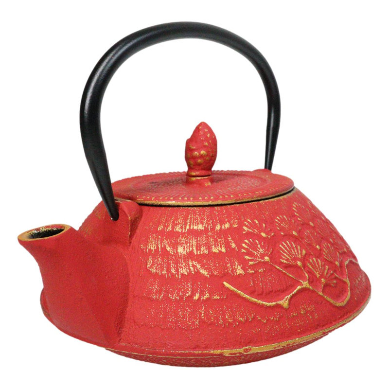 Théière en fonte rouge et or Tetsubin