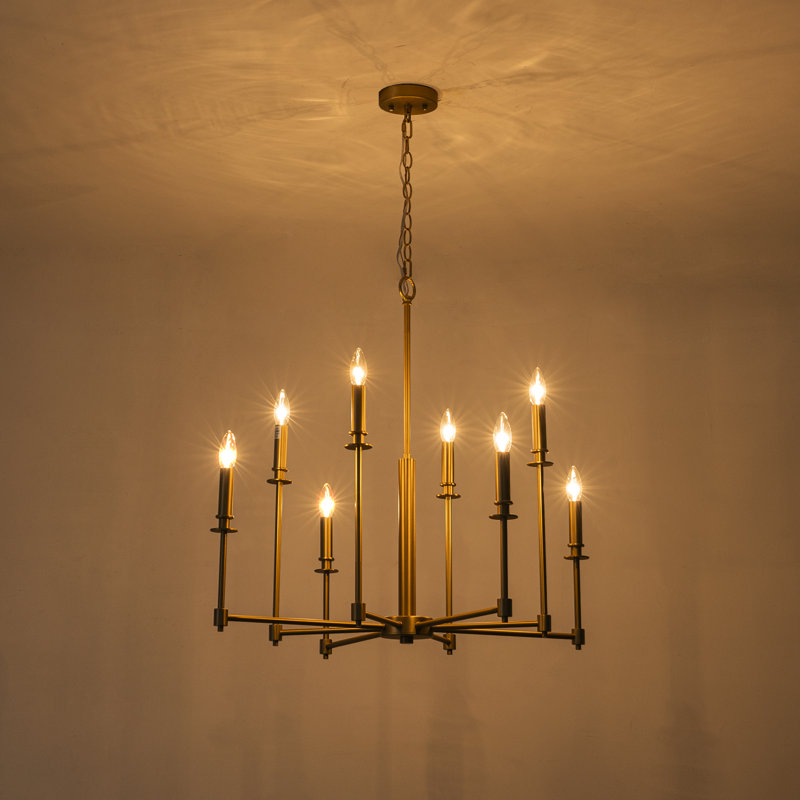 Lustre candélabre moderne 8 lumières, Brushed Gold