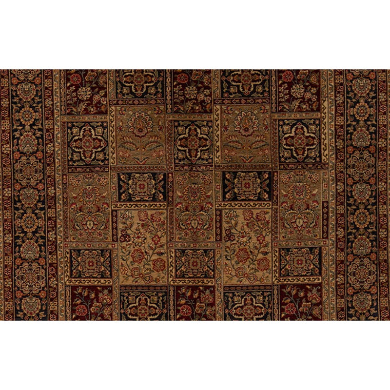 Tapis unique en laine noué à la main de 5 pi 9 po x 8 pi 9 po rouge / orange / noir