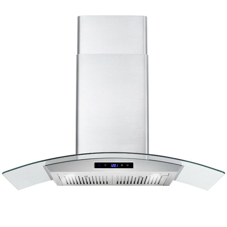 Range Hood 30 inch, Tieasy Wall Mount Kitchen Hood with Ducted/Ductless Convertible Duct, Stainless Steel Chimney and Baffle Filter, 3-Speed Push