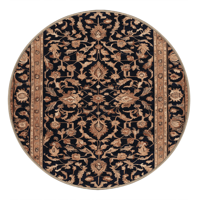 Machine Washable Persian Brown Area Rug, Round 3'