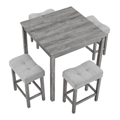 Dining Table, Bar Table And Chairs Set, 5 Piece Dining Table Set, Industrial Breakfast Table Set, For Living Room, Dining Room, Game Room