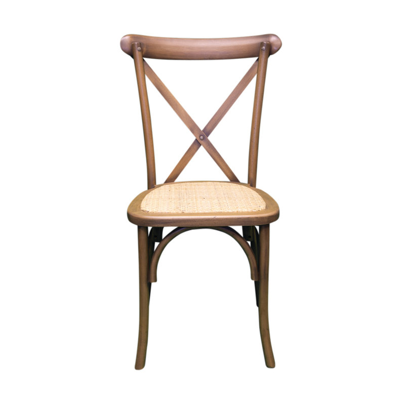 Arredondo 43cm H Solid Wood Cross Back Stacking Side Chair, Rustic Oak