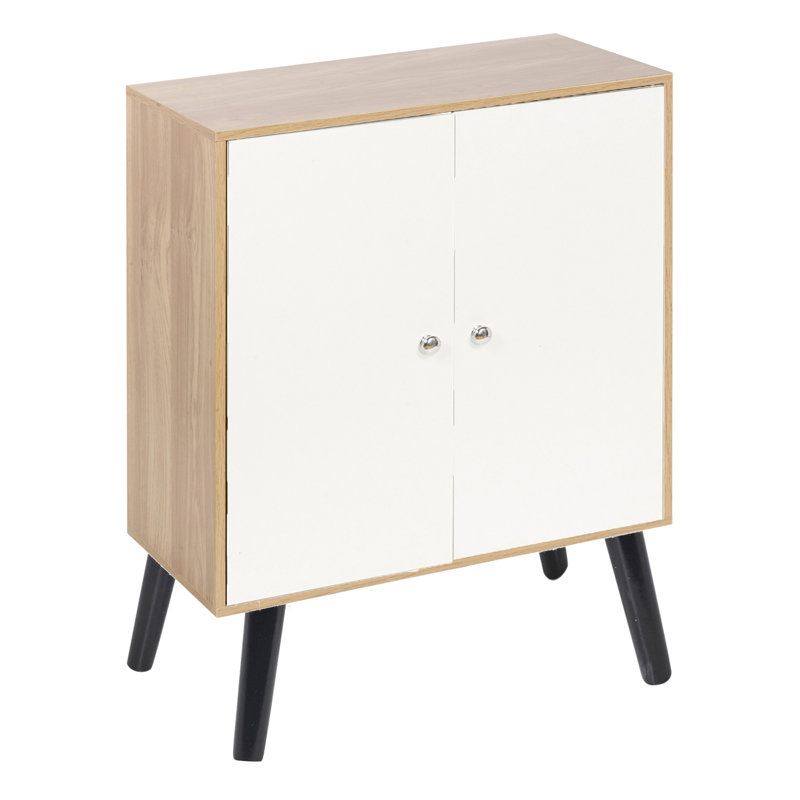 Rachal 80cm H x 60cm W Standard Bookcase, Oak/White/Black