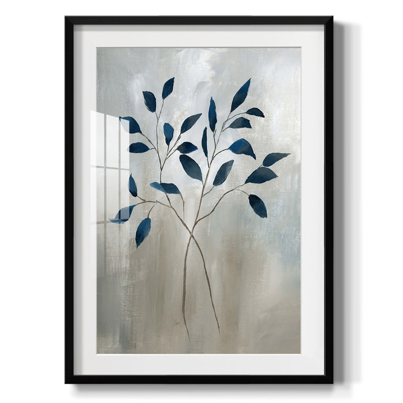 Indigo Foliage I - impression encadrée, H 28,5 po x l 20,5 po, Noir