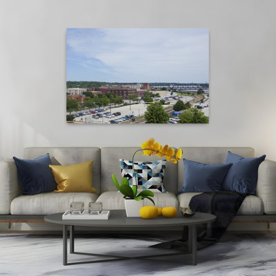 Aerial view of cars in parking area Davenport Scott County Iowa USA 1 Piece Wrapped Canvas Wall Art