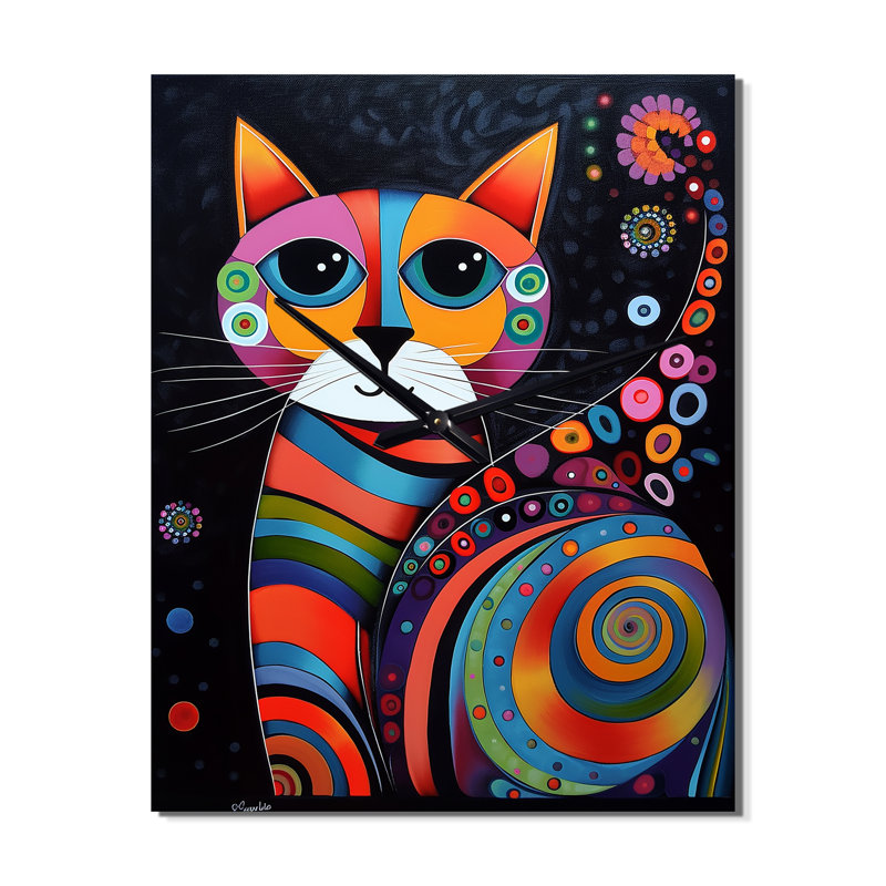 Horloge murale chat surdimensionnée, Moyen