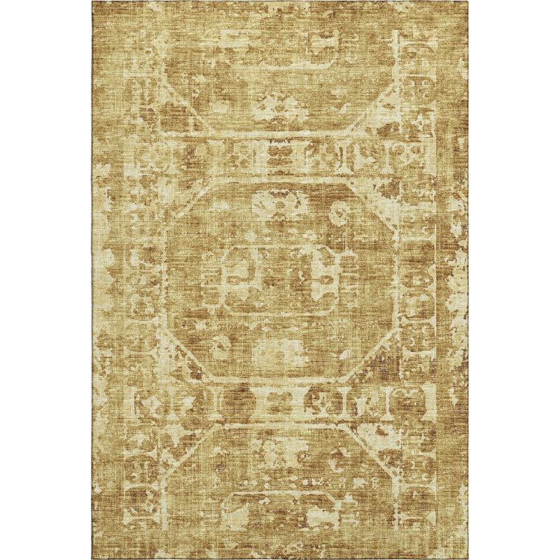Premium Machine Washable Kelsa AMF41 Gilded Rug, Rectangle 3' x 5'
