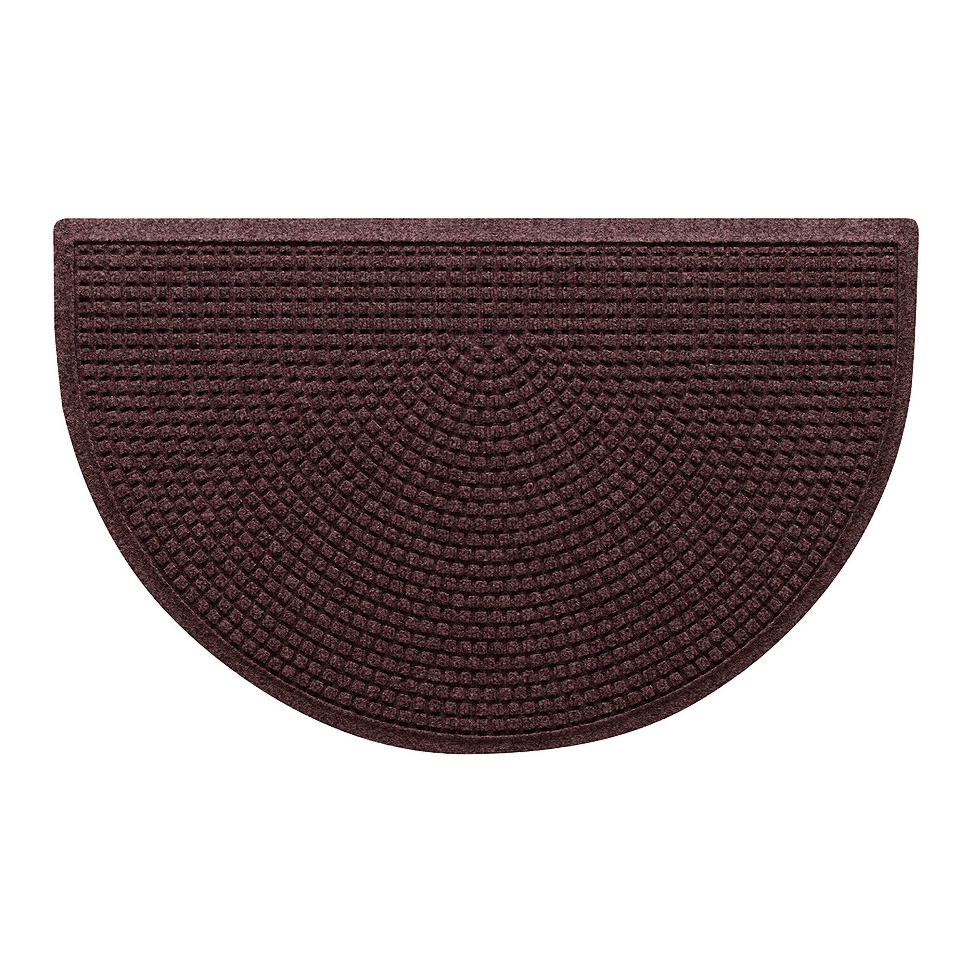WaterHog Squares Indoor Outdoor Door Mat, Semi-Circle 2' x 3'3", Bordeaux