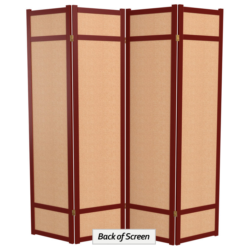 71" H Jute Shoji Room Divider, 4, Rosewood