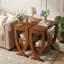 Solid Wood Pedestal Side Table Set-408304843