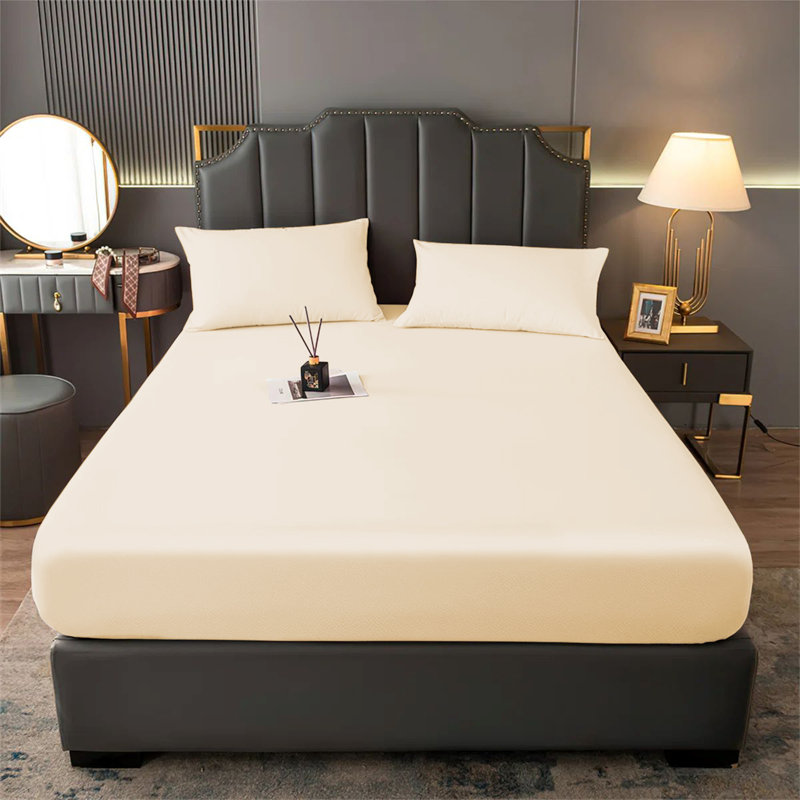 Aspire Homeware Premium 25cm Deep Fitted Sheet for Stylish and Comfortable Bedding, Cream, Double (4'6)