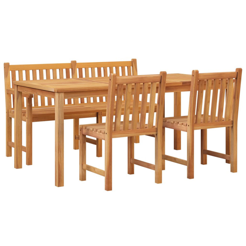 Winigan 4 - Person Teak Patio Dining Set with Rectangular Table