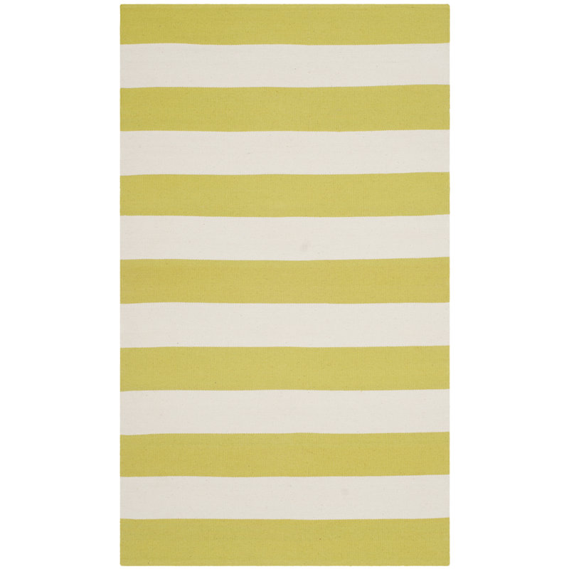 Lady Lake Striped Cotton Hand Woven Area Rug, Rectangle 91 x 152cm