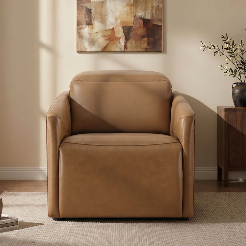 30.3'' Power Recliner with Zero Wall Design, Dual Motors and Power Headrest, Saddle Brown
