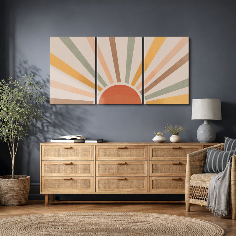 3 pièces, cadre flottant, impression sur toile, H 36 po x l 72 po, Toile tendue