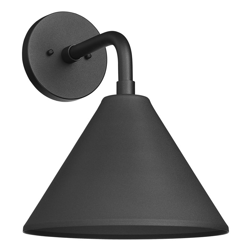 Applique murale d'extérieur 1 lumière noire texturée avec abat-jour en aluminium noir Ebington Designs Covington