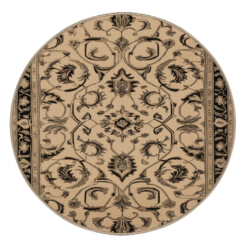 Tapis brun français lavable à la machine, Rond 5 pi