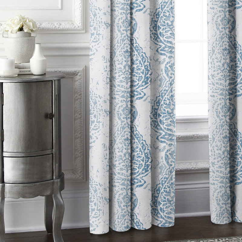 Prassana 100% Cotton Paisley Room Darkening Rod Pocket Single Curtain Panel, Ecru, 50" W x 96" L