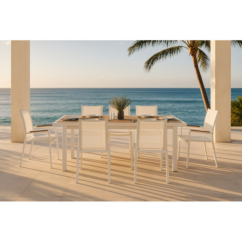 Chaise d'appoint de patio empilable Lajoy, Blanc, Blanc