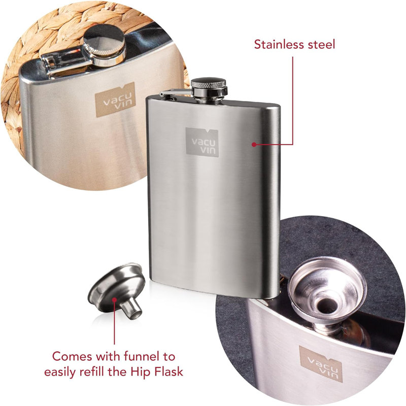 Hip Hip Flask & Entonnoir, acier inoxydable