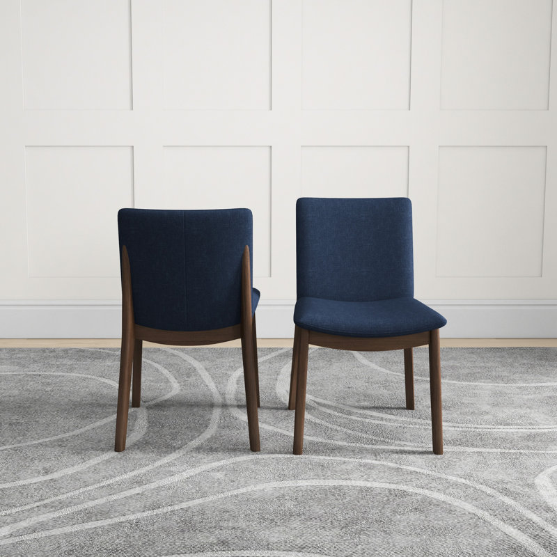 Chaise parsons rembourrée en lin Barriento, Lin bleu