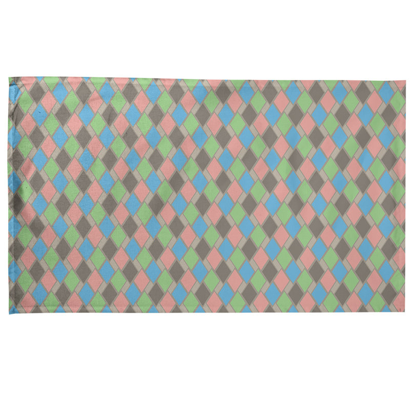 Serviette de thé rétro diamants Mcguigan, Sergé de coton, Gris / Vert
