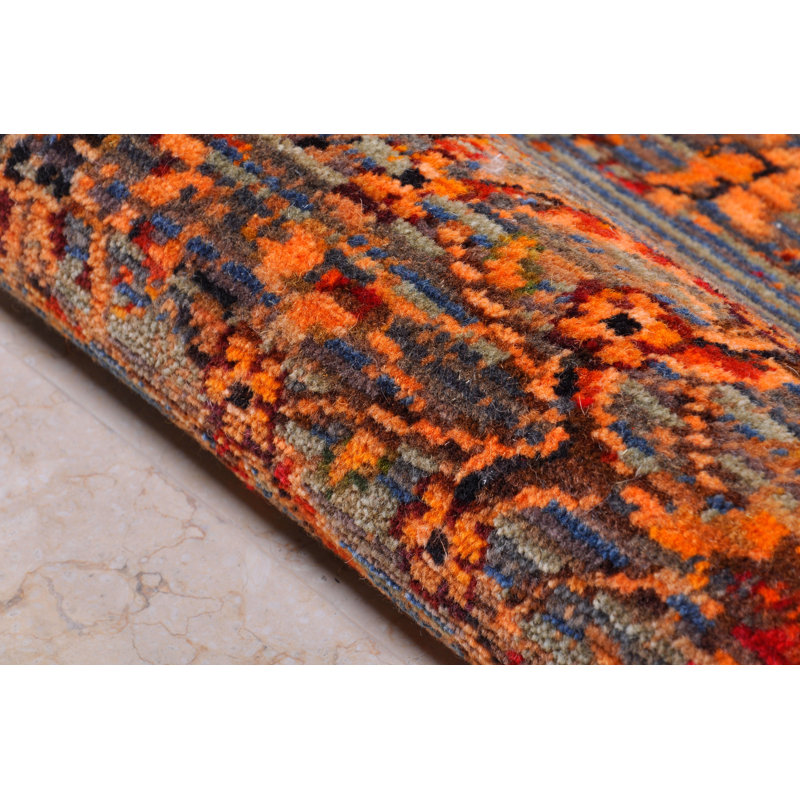 Tapis orange à motif abstrait Bevans, Rectangle 9 pi 9 po x 13 pi