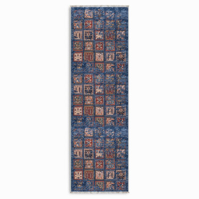 Faye Blue Patchwork Washable Non-Slip Indoor/Outdoor Area Rug