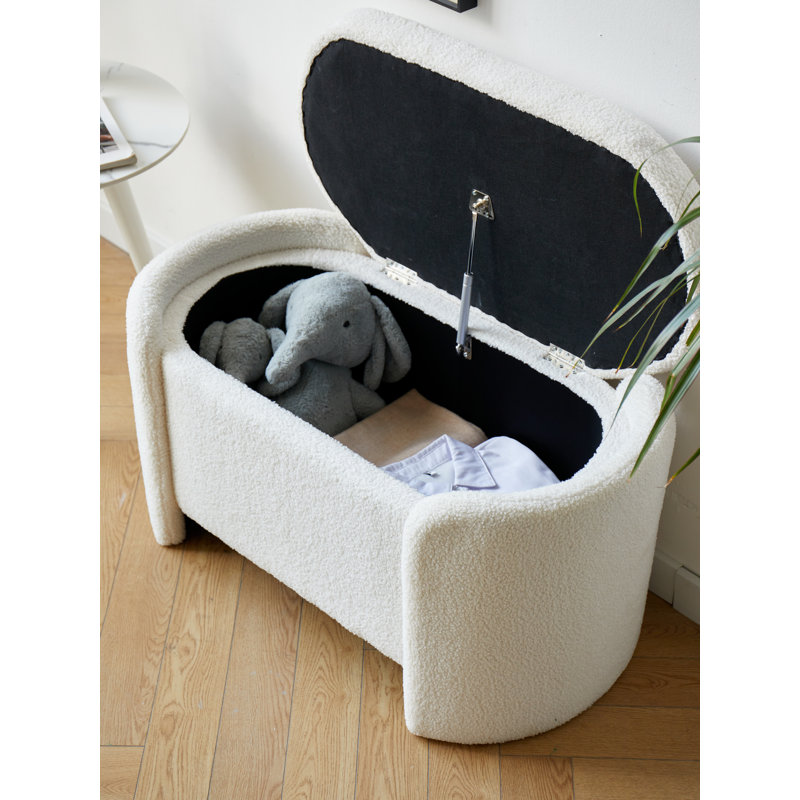Treva White Bouclé Storage Bench