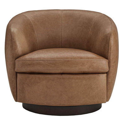 Fauteuil demi-tonneau en cuir Marcy Geniue