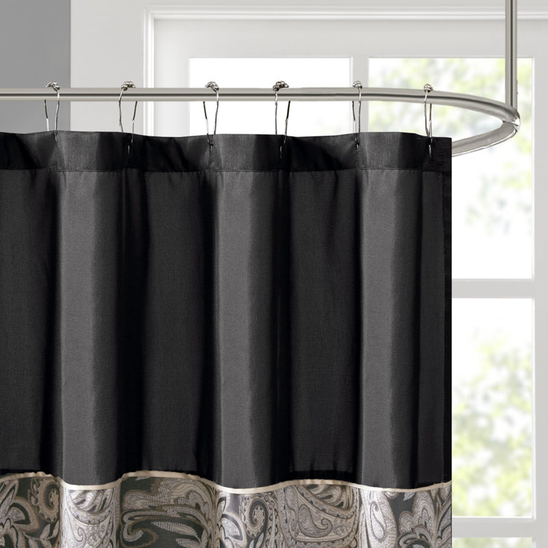 Rideau de douche en jacquard Aubrey, Noir, H 72 po x l 72 po