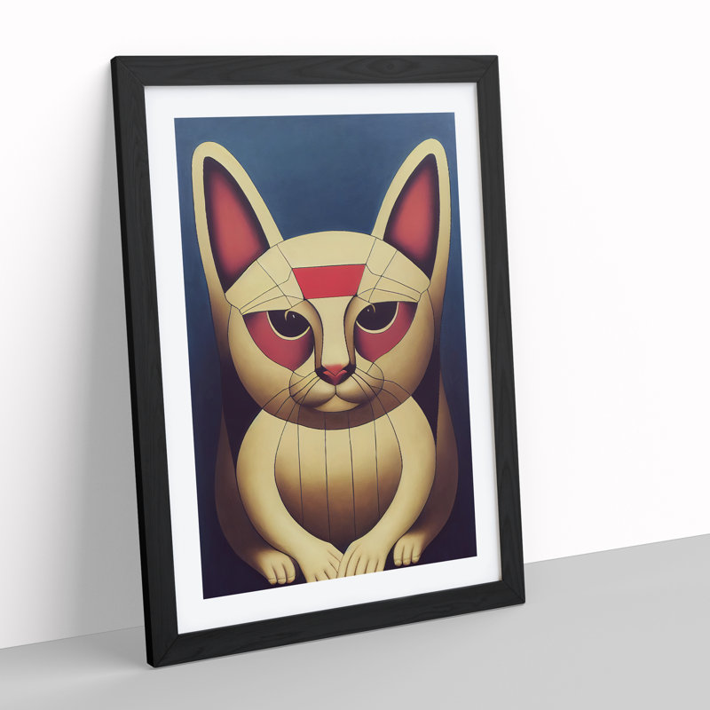 Lucky Cat Abstract - Framed Print, Black, 64cm H x 46cm W x 2cm D