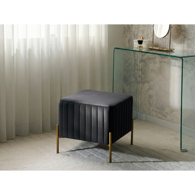 Footstool Benzant Velvet, Black