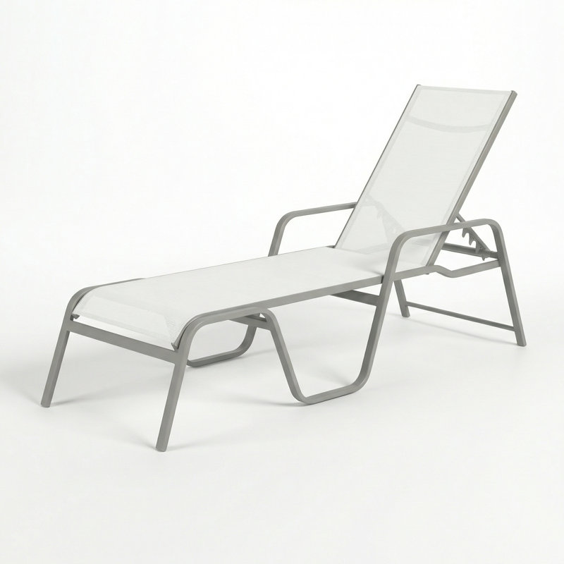 Chaise, White Sling/Matte Gray